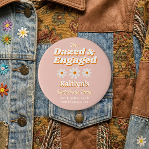 Dazed & Engaged Groovy 70s Bachelorette Party Button