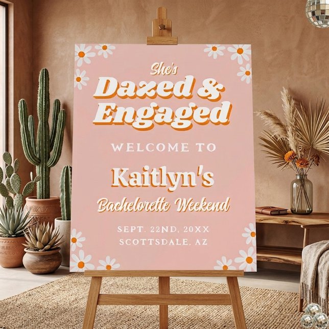 Dazed & Engaged Groovy 70s Bachelorette Party Foam Board (Creator Uploaded)