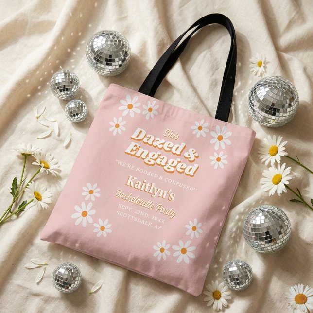 Dazed & Engaged Groovy 70s Bachelorette Party Tote Bag (Creator Uploaded)