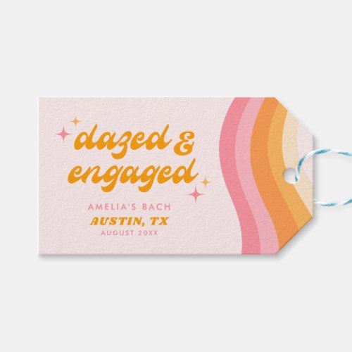Dazed  Engaged Groovy Pink  Orange Bachelorette Gift Tags
