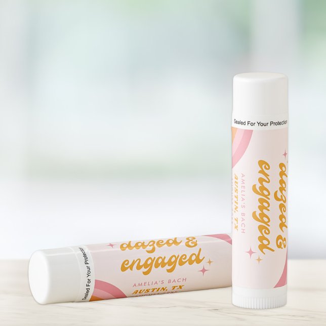 Dazed & Engaged Groovy Pink & Orange Bachelorette Lip Balm (Creator Uploaded)