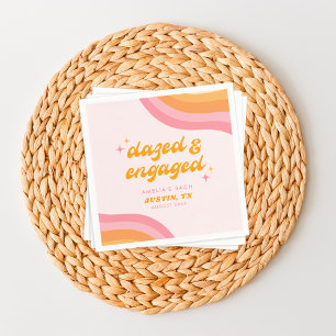 Dazed & Engaged Groovy Pink & Orange Bachelorette Napkins