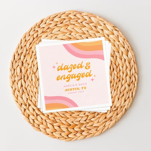 Dazed  Engaged Groovy Pink  Orange Bachelorette Napkins