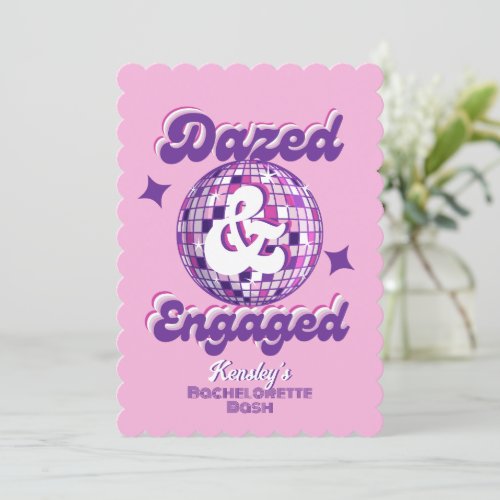 Dazed  Engaged Last Disco Bachelorette Party Invitation