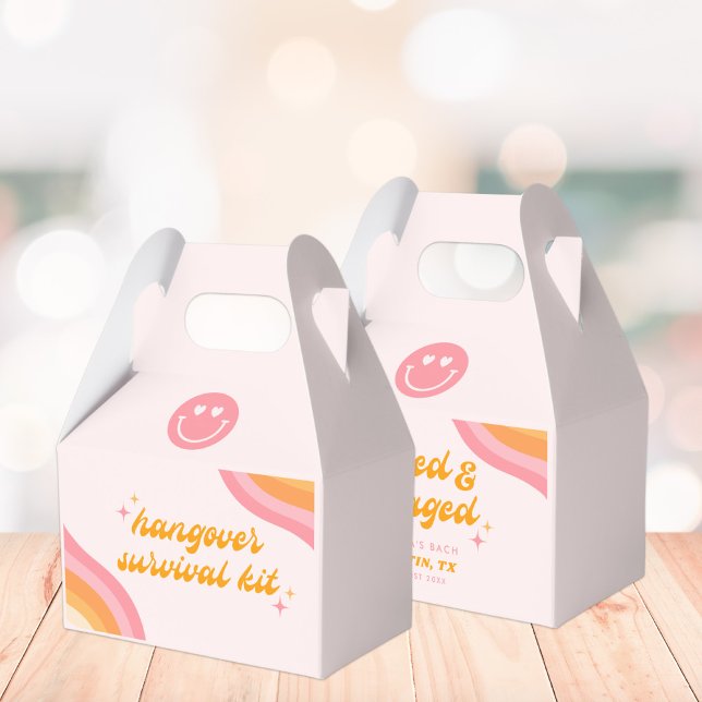 Dazed & Engaged Pink & Orange Bachelorette Favor Boxes (Creator Uploaded)