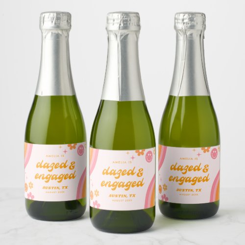 Dazed  Engaged Pink  Orange Sparkling Wine Label