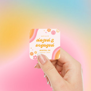 Dazed & Engaged Pink & Orange Square Sticker