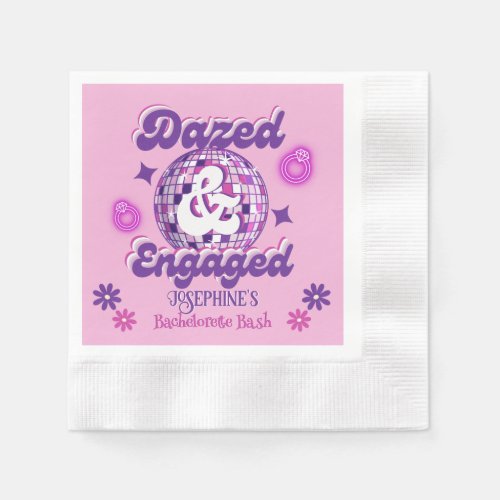 Dazed  Engaged Retro Disco BacheloretteBridal  Napkins