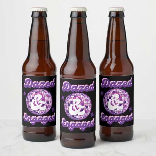 Dazed  Engaged Retro Disco Bachelorette Party Bee Beer Bottle Label