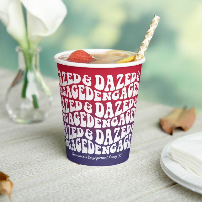 Dazed Engaged Retro July 4th Engagement Party Paper Cups (Insitu)