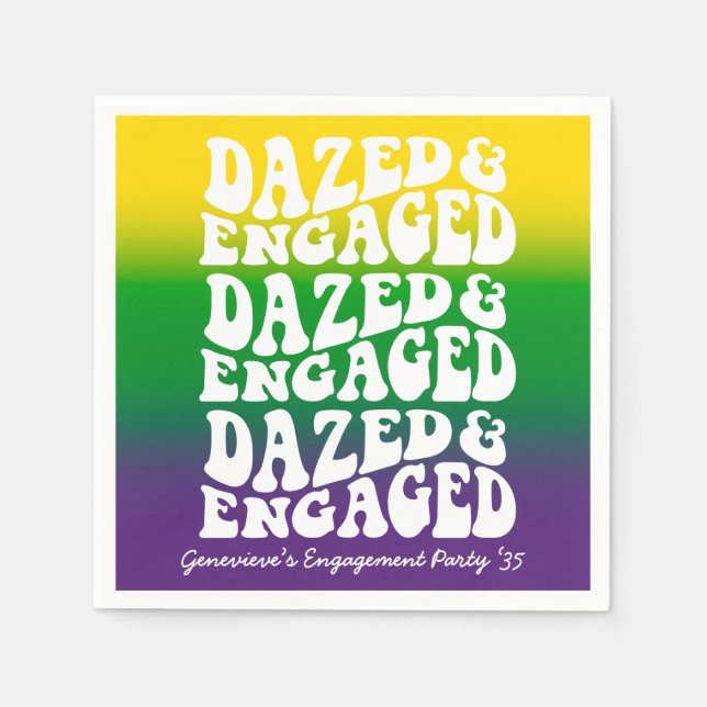 Dazed Engaged Retro Mardi Gras Napkins (Front)
