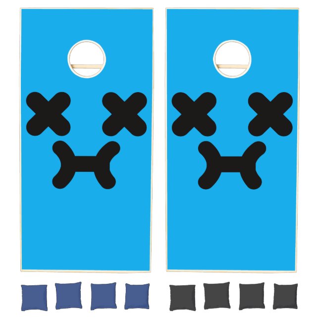 Dazed Pouty Face Blue Cornhole Set (Set)
