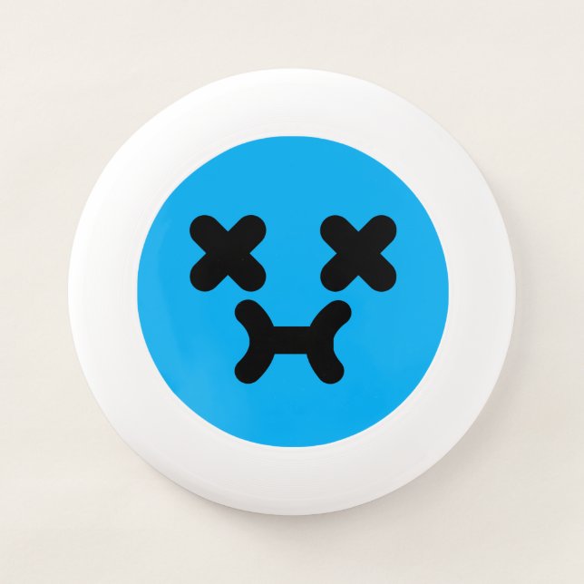 Dazed Pouty Face Blue Wham-O Frisbee (Front)