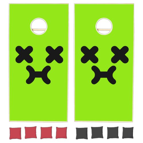 Dazed Pouty Face Green Cornhole Set
