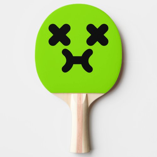Dazed Pouty Face Green Ping Pong Paddle