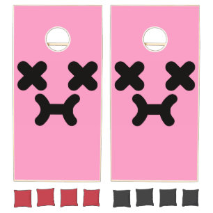 Dazed Pouty Face Light Pink Cornhole Set