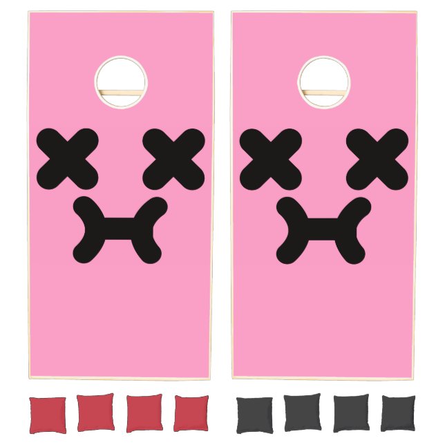 Dazed Pouty Face Light Pink Cornhole Set (Set)