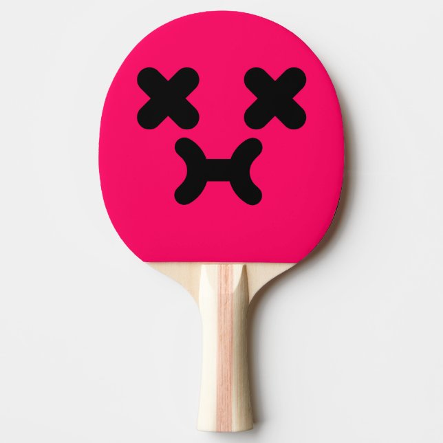 Dazed Pouty Face Pink Ping Pong Paddle (Front)