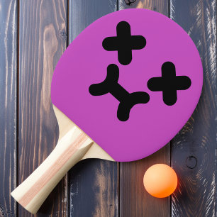 Dazed Pouty Face Purple Ping Pong Paddle