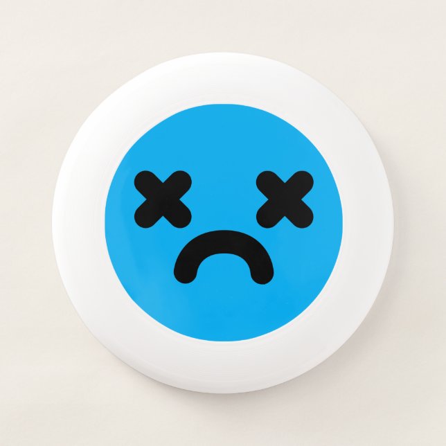Dazed Sad Face Blue Wham-O Frisbee (Front)