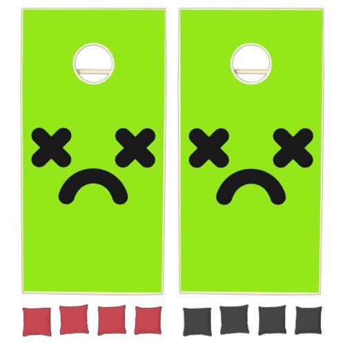Dazed Sad Face Green Cornhole Set