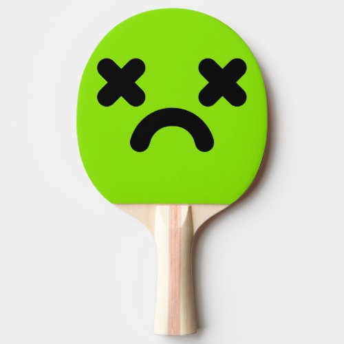 Dazed Sad Face Green Ping Pong Paddle