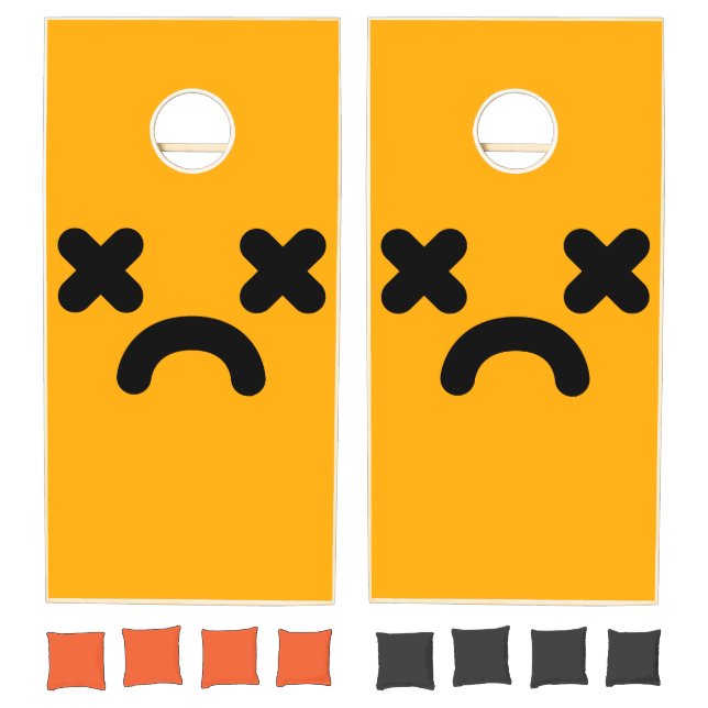 Dazed Sad Face Orange Cornhole Set (Set)
