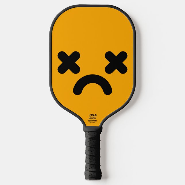 Dazed Sad Face Orange  Pickleball Paddle (Front)