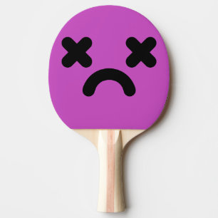 Dazed Sad Face Purple Ping Pong Paddle
