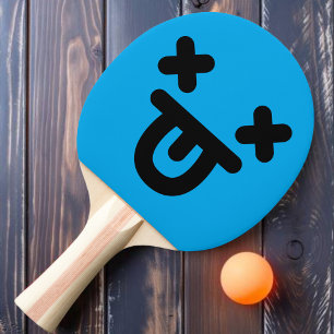 Dazed Tongue Out Face Blue Ping Pong Paddle