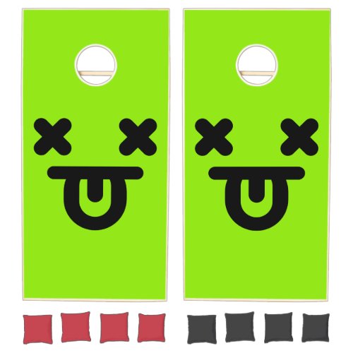 Dazed Tongue Out Face Green Cornhole Set