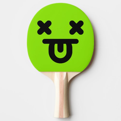 Dazed Tongue Out Face Green Ping Pong Paddle