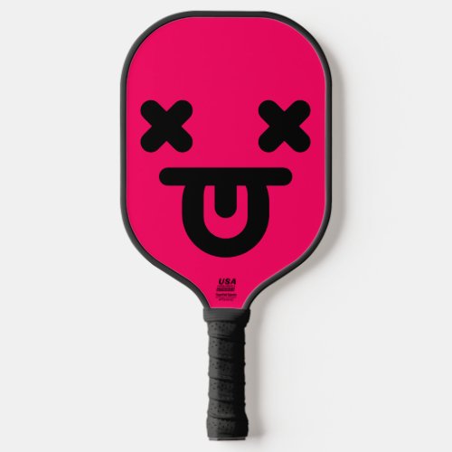 Dazed Tongue Out Face Pink Pickleball Paddle