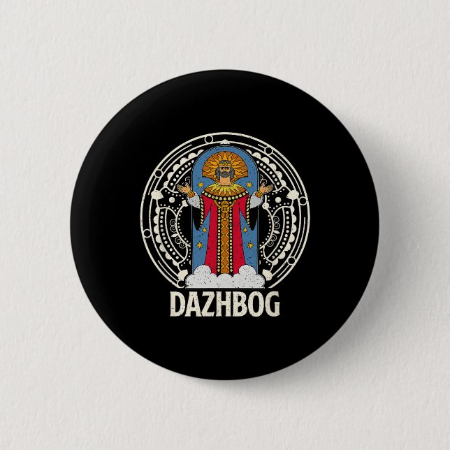 Dazhbog Ancient Mythological Slavic Paganism Russi Button (Front)