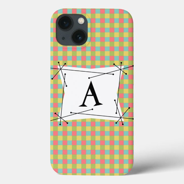 Dazzle Check 'Monogram' iPad case vertical (Back)