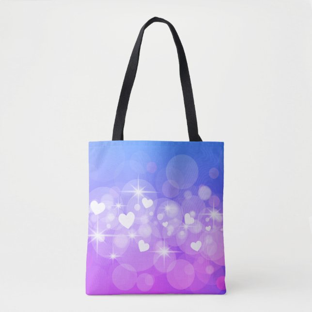 Dazzle Hearts and Stars customized tote bag (Front)