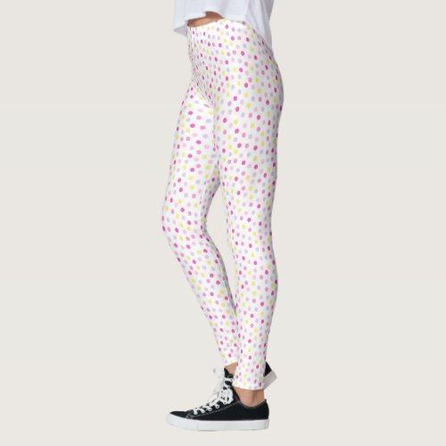 Dazzle in Pink Elegance Pink  Yellow Polk dot Leggings