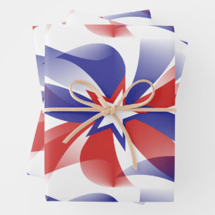 Dazzle Me Patriotic Stars - Red White Blue Wrapping Paper Sheets
