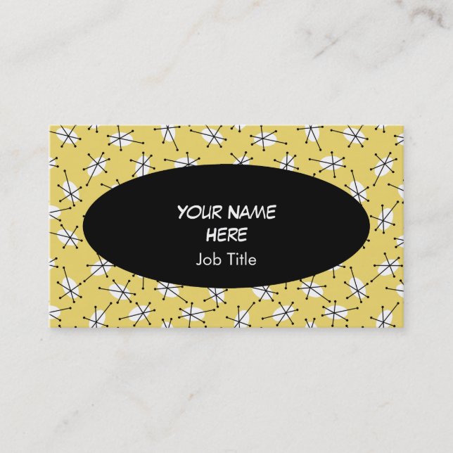 Dazzle Multi Yellow business card oval black (Front)