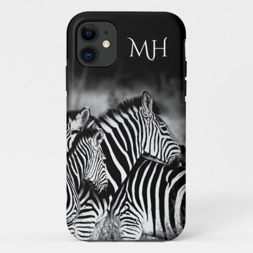 Dazzle of Zebra Monogram  iPhone 11 Case