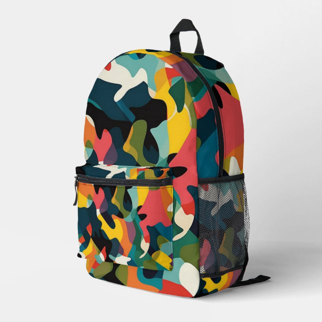 Dazzle Paiting Pattern Comouflage Printed Backpack (Back Corner Right)