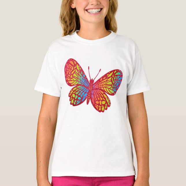Dazzle with Rainbow Butterfly Tattoo T-Shirt (Front)