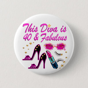 DAZZLING 40TH DIVA BUTTON
