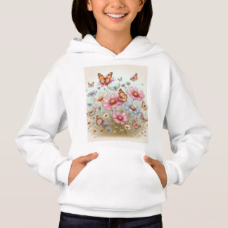 Dazzling Beauty: Butterflies on Flowers Hoodie