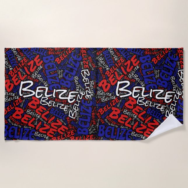 Dazzling Belize Flag Colors Patriotic Beach Towel (Front)