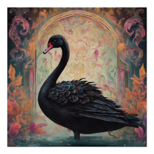 Dazzling Black Swan Art Poster