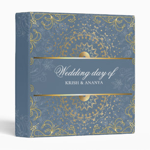 Dazzling Blue and Gold Wedding Planner 3 Ring Binder