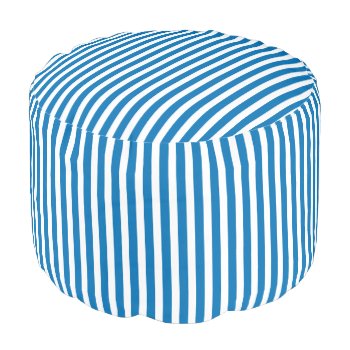 Dazzling Blue And White Striped Pattern Pouf Seat by EnduringMoments at Zazzle