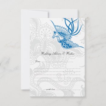Dazzling Blue Bird & Floral Wedding Advice Cards by EnduringMoments at Zazzle
