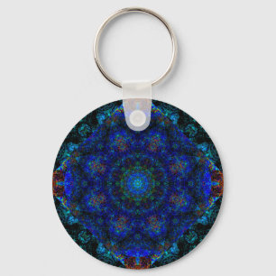 Dazzling Blue Bohemian Kaleidoscope, Keychain